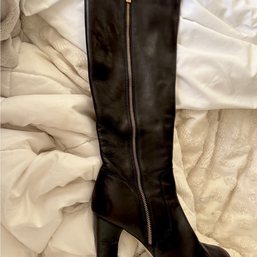 MICHAEL KORS Black Leather Tall Boots Women Size 9 - Picture 9 of 16